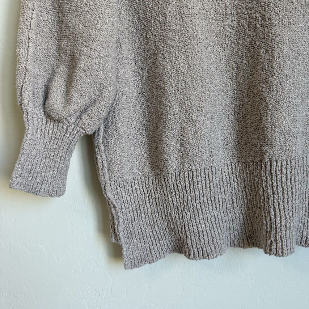 Altard State Beige Oversized V Neck Inside Out Hem Boucle Knit Pullover Sweater - Picture 8 of 15